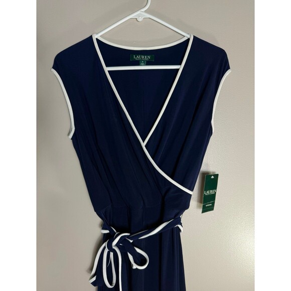 Lauren Ralph Lauren Faux Wrap Dress - Navy and white size 6 NWT - Picture 1 of 8